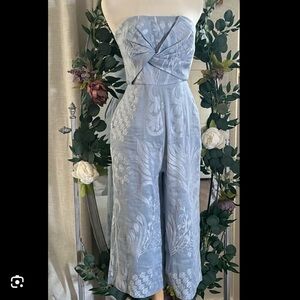 Aijek Anthropologie Natalia Strapless Embroidered Jumpsuit